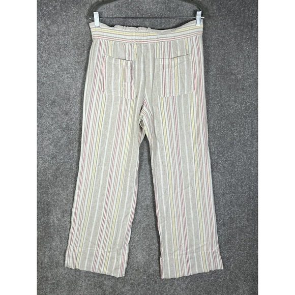 Jolt Linen Rayon‎ Pull On Wide Leg Pants Womens Size Large Pockets Front Tie - Picture 2 of 9